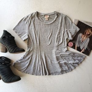Light grey jersey peplum swing tee shirt flowy tee